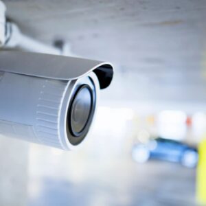 Close-up of surveillance camera