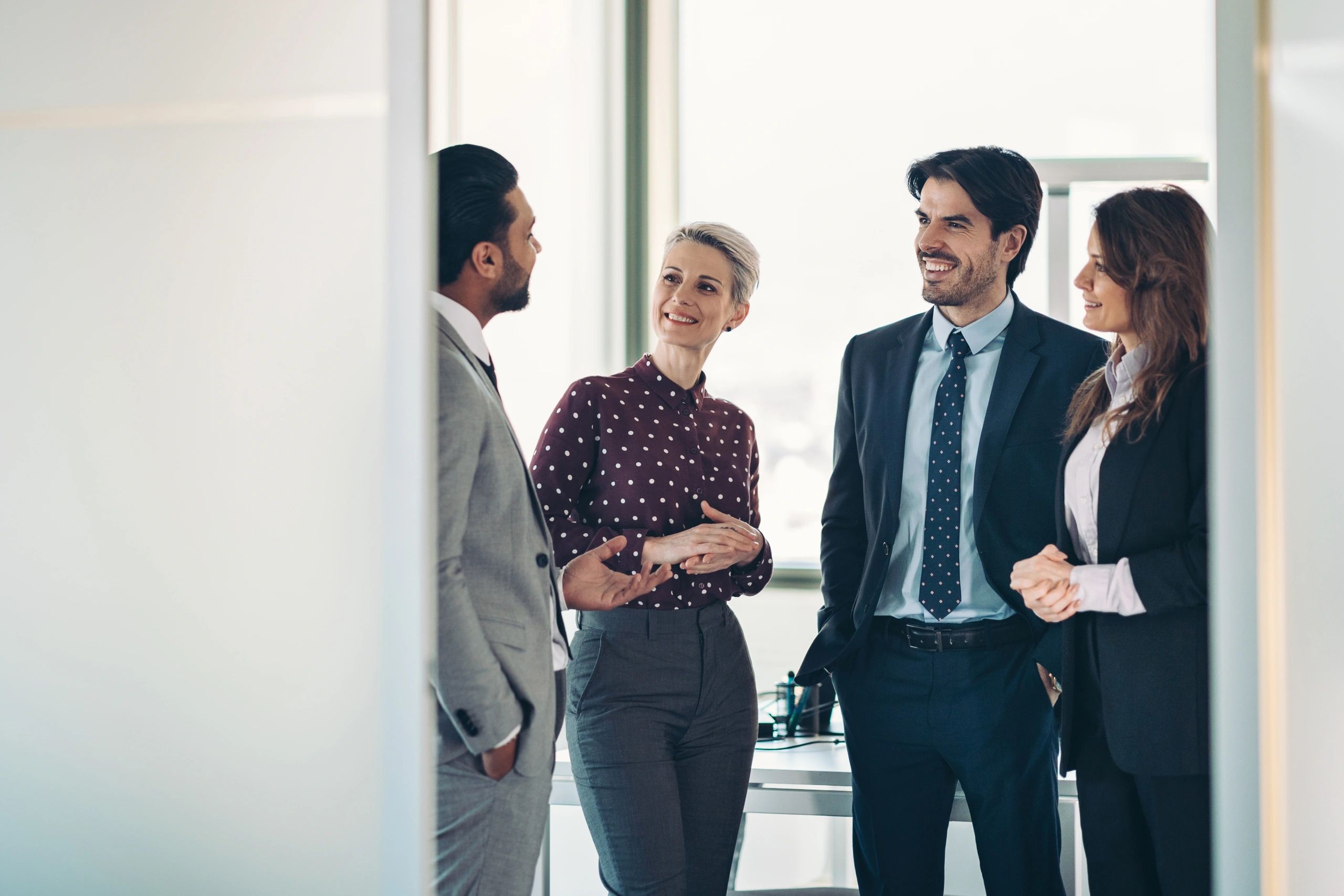 Security team discussing plans in an office